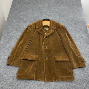 Vintage Cortefiel Corduroy Jacket Mens 40 Brown Cotton Car Coat Boho Retro